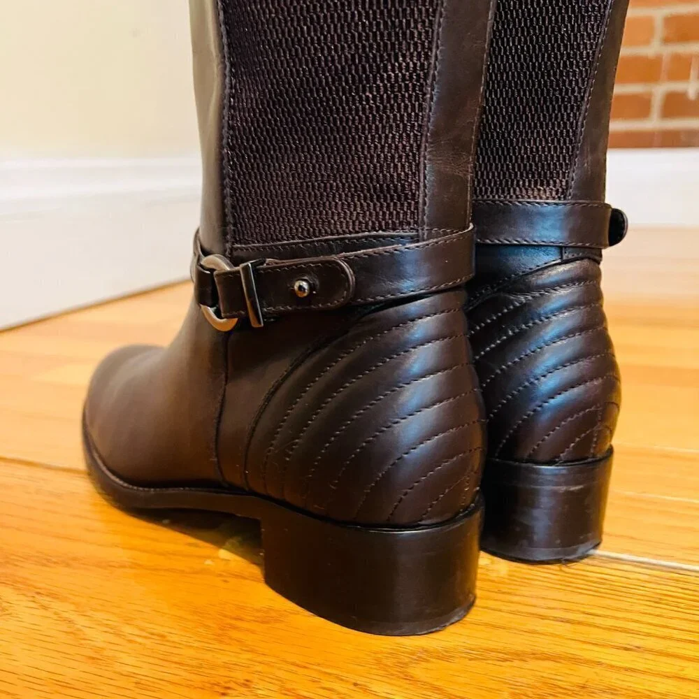 AQUATALIA Women's Brown Leather Knee High Boots 8.5